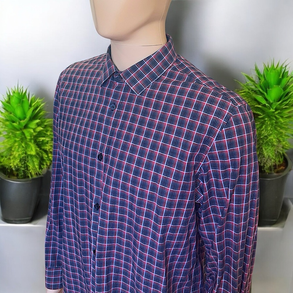 Calvin Klein Men's Victory Plaid Long Sleeve Button Down Shirt - Picture 11 of 15